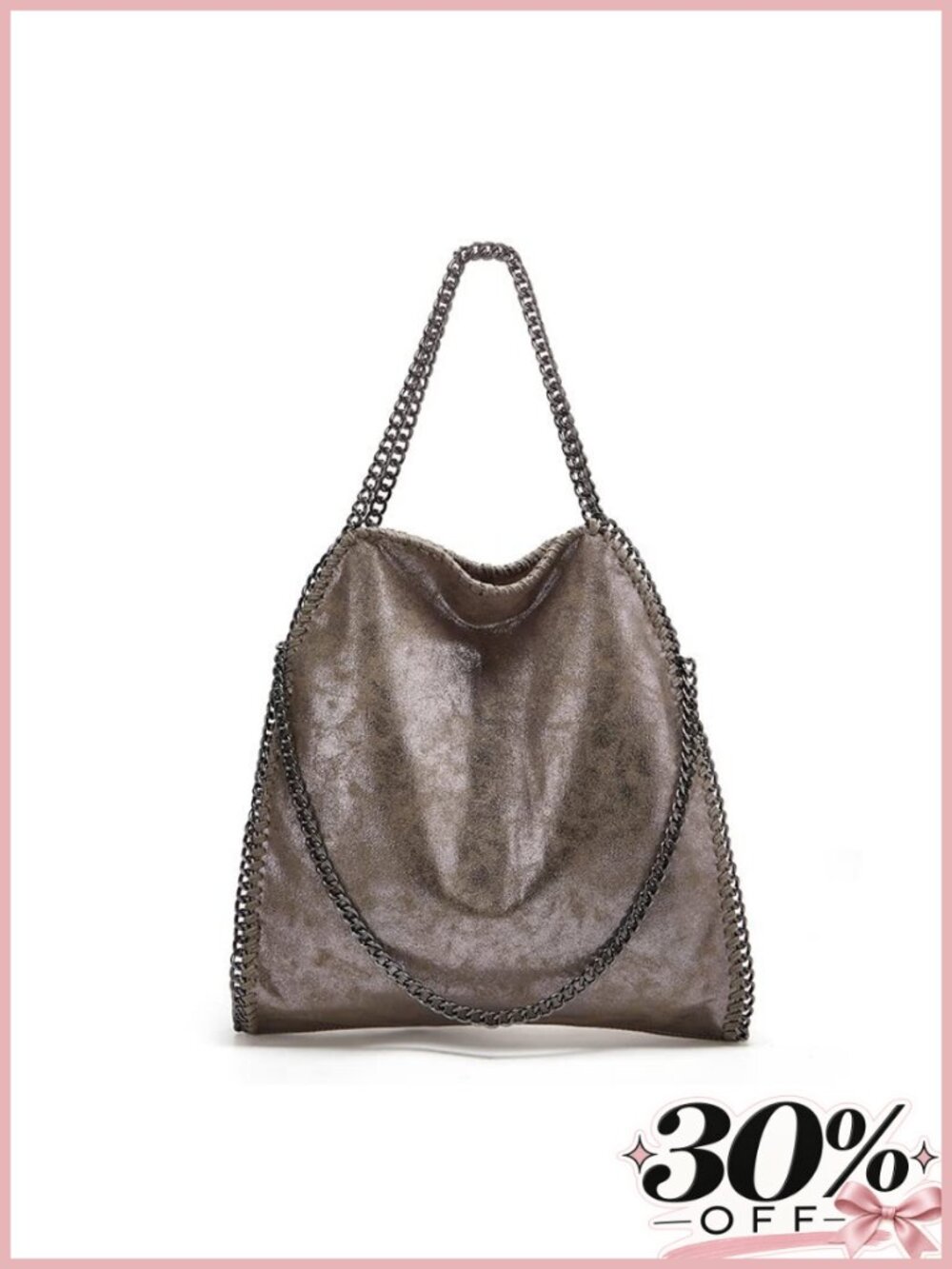 Faux Leather Hobo Bag Chain Strap Crossbody Shoulder Handbag